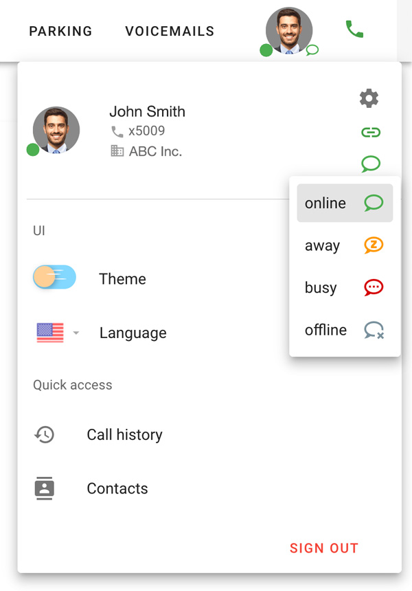 Presence in Call Panel