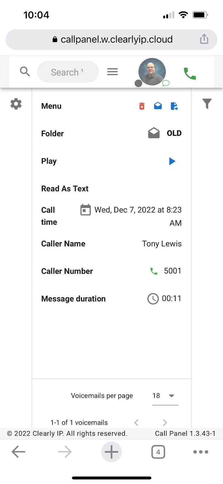 The Voicemail Tab of Call Panel is now Mobile Friendly-Clearly Cloud
